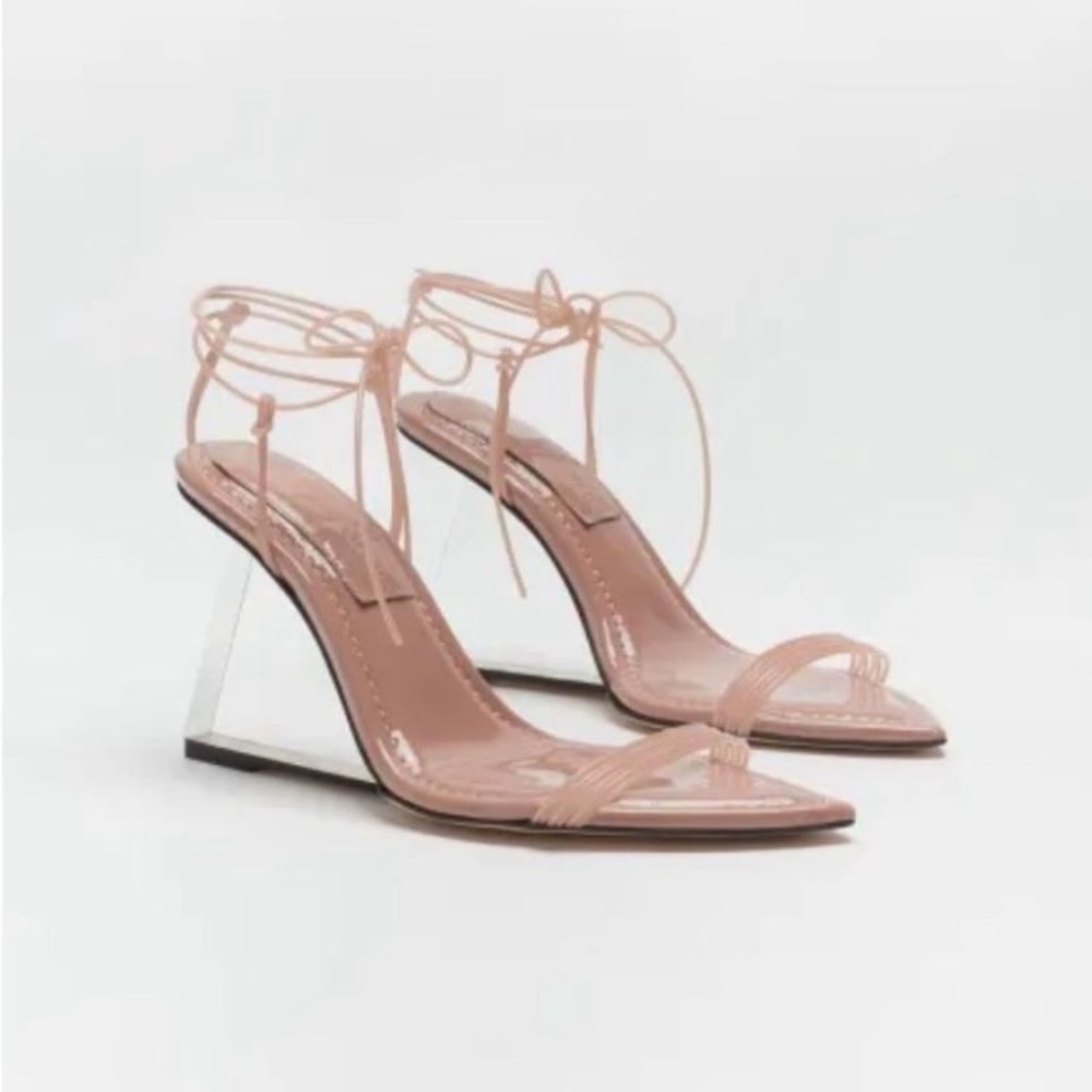 Good American F*cking-Rella Heels Clear Wedge Sandal Size 11
